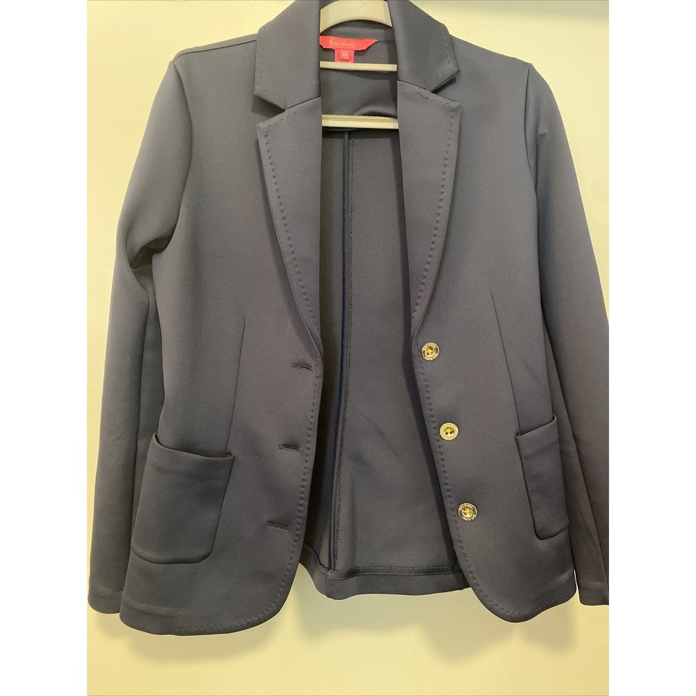 Lilly Pulitzer Women's Braylee Blazer Navy Stretch Blazer Size XS - Picture 3 of 9